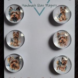 Yorkshire Terrier Magnets, Button Pin, Yorkie, Glass, Cabochon, Fridge Magnets, Home Decor, Gift Idea