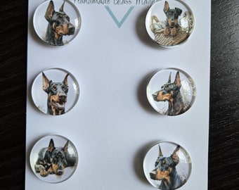 Doberman Magnets, Glass, Cabochon, Fridge Magnets, Home Decor, Gift Idea