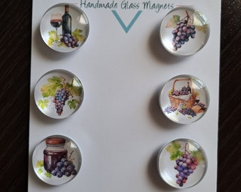 Grape Magnets, Glass, Cabochon, Fridge Magnets, Home Decor, Gift Idea