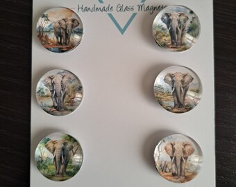 Elephant Magnets, Keychain, Glass, Cabochon, Fridge Magnets, Home Decor, Gift Idea