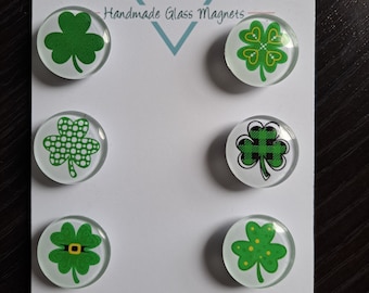 Shamrock Magnets, Keychain, Glass, Cabochon, Fridge Magnets, Home Decor