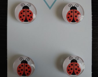 Imanes de mariquita, llaveros, prendedores, cabujón de cristal, imanes para nevera, decoración del hogar, idea de regalo