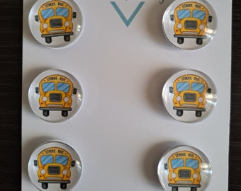 School Bus Magnets, Keychain, Glass, Cabochon, Fridge Magnets, Home Decor, Gift Idea