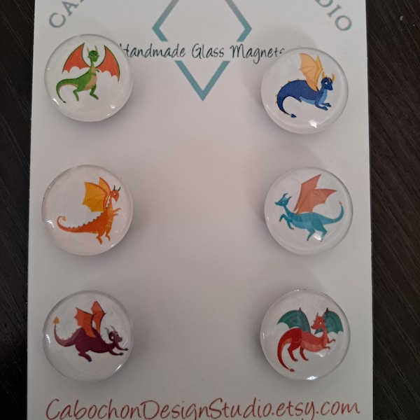 Cute Dragon Magnets, Keychain, Glass, Cabochon, Fridge Magnets, Home Decor, Gift Idea