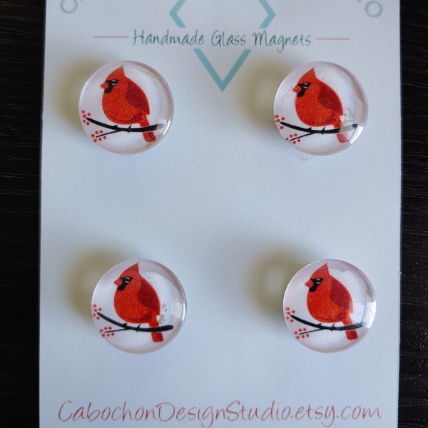 Cardinal Magnets, Keychain, Cabochon, Fridge Magnets, Home Decor, Gift Idea