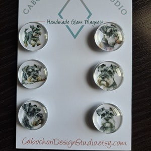 Schnauzer Magnets, Button Pin, Glass, Cabochon, Fridge Magnets, Home Decor, Gift Idea