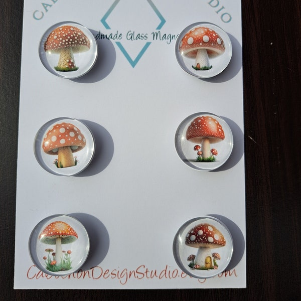 Mushroom Magnets, Keychain, Glass, Cabochon, Fridge Magnets, Home Decor, Gift Idea