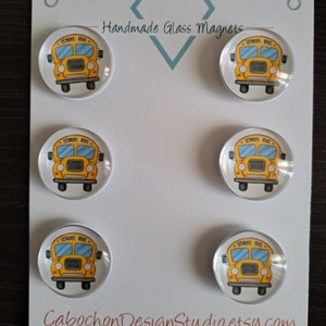 School Bus Magnets, Keychain, Bookmark, Necklace, Button Pin, Glass, Cabochon, Fridge Magnets, Home Decor, Gift Idea