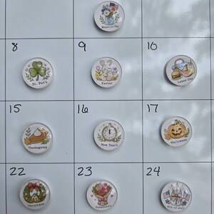 Holiday Calendar Magnets - Set of 10 - 20mm Glass Planner Markers - Family Command Center Magnets