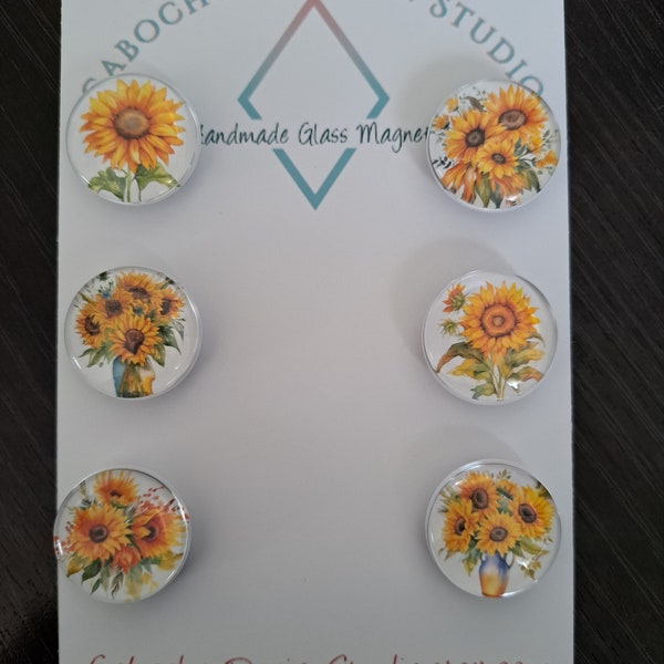 Sunflower Magnets, Keychain, Glass, Cabochon, Fridge Magnets, Home Decor, Gift Idea