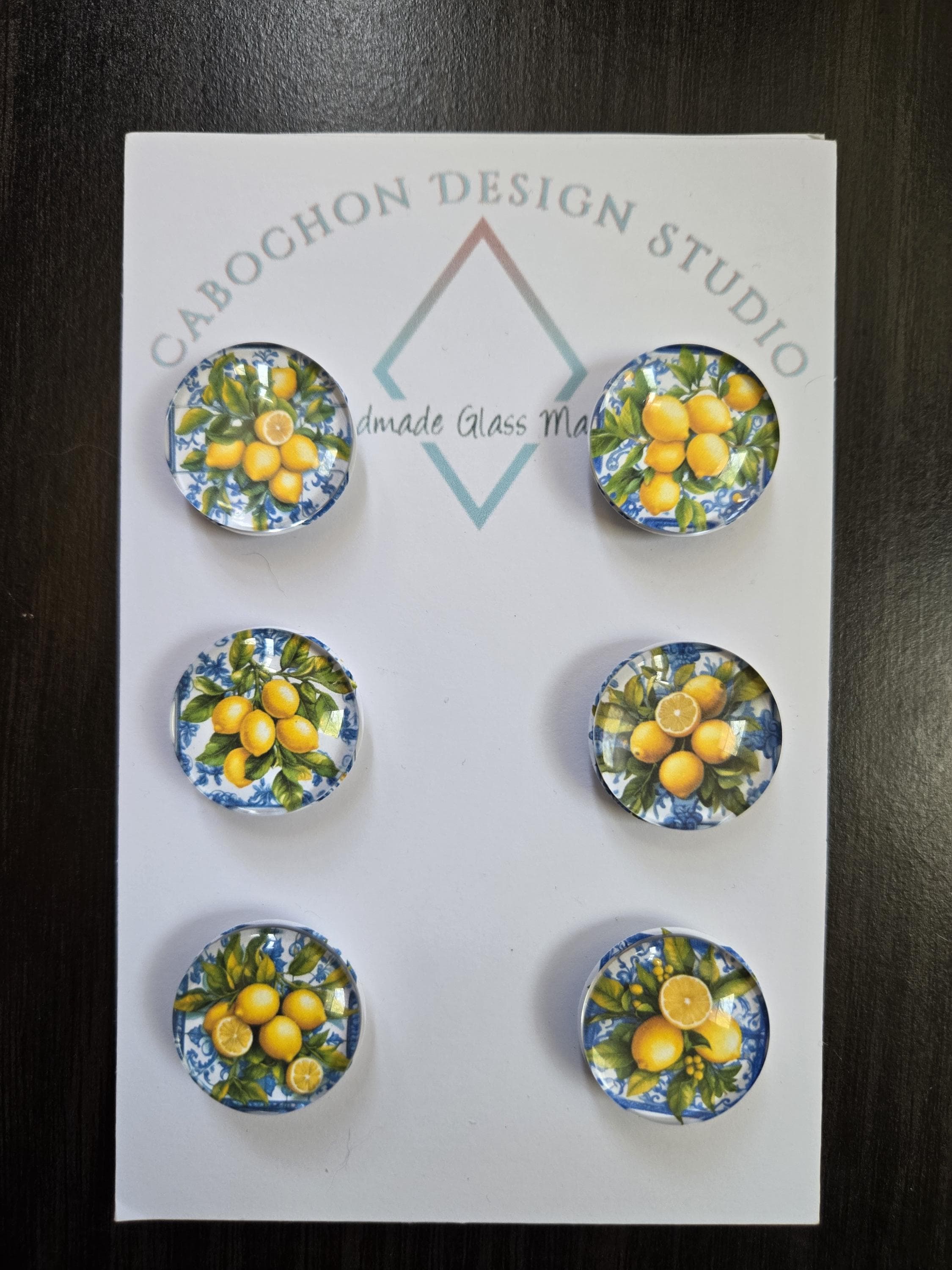 Lemon Magnets Mediterranean Lemon Magnets, Amalfi Coast, Glass, 1-inch Round, 25mm ...
