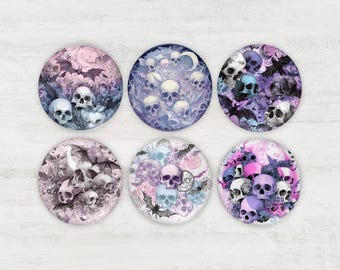 25mm Pastel Goth Glass Cabochons, 1 Inch, Handmade, Flatback