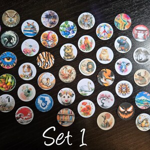 50 Printed Pre-Cut 1 Inch Cardstock Circles for Bottle Caps, Card Making, Cabochon Crafts