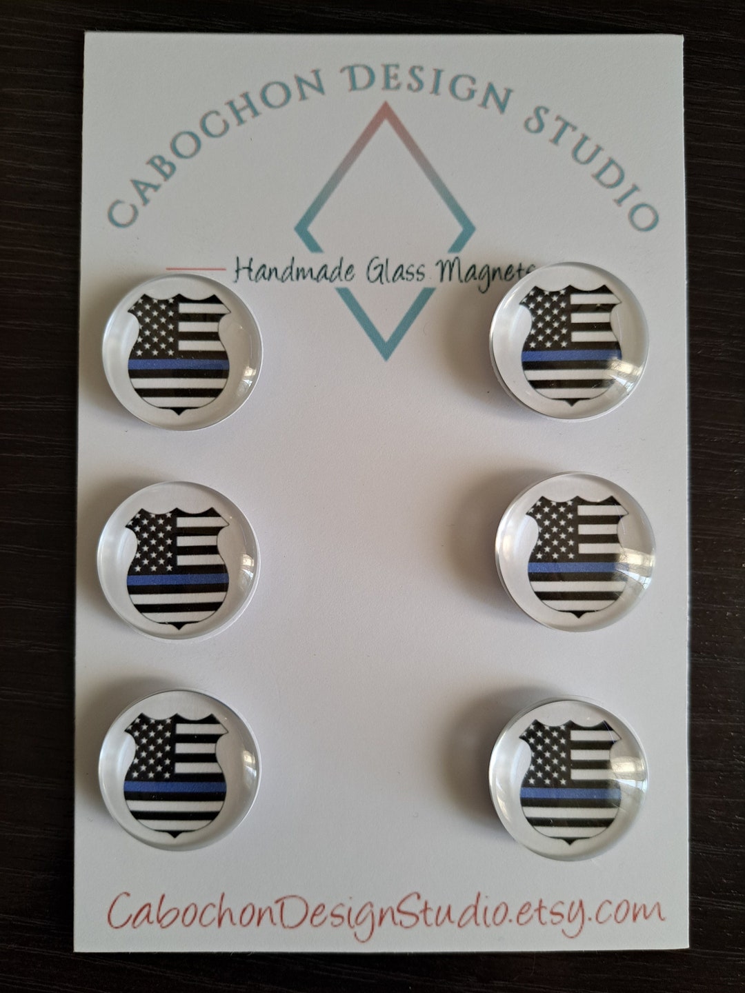 Thin Blue Line Badge Magnets, Keychain, Glass, Cabochon, Fridge Magnets ...