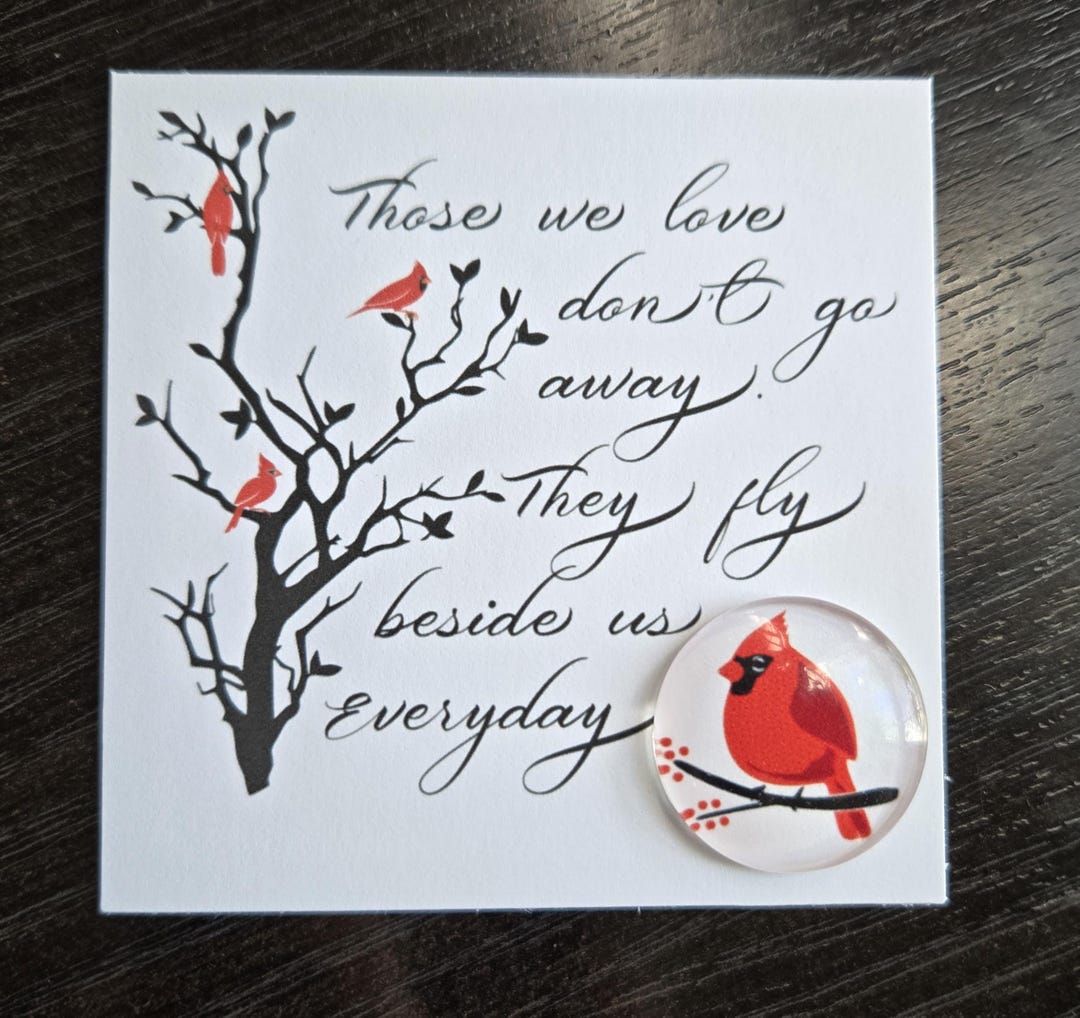 Cardinal Memorial Cards With Keepsake Magnet, Remembrance Card ...