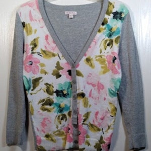 Merona Floral Pink & Gray Cardigan Sweater size: XS