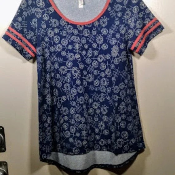 Lu la Roe Blue floral print short sleeve Top Size… - image 3