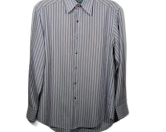 Robert Graham Button Up Shirt Men's Size: S Blue Brown Stripe 100% Cotton