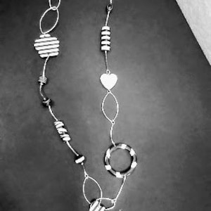Beautiful Unique Long Beaded Necklace with Hearts