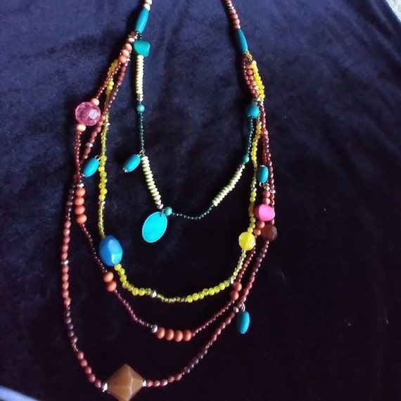Beautiful Colorful Multi Layer Beaded Necklace 17… - image 3