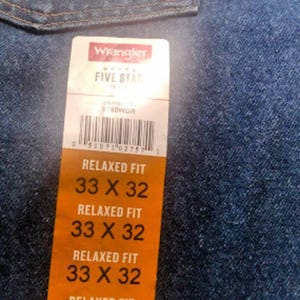 NWT Wrangler Men's Five Star Premium Denim Relaxed Fit Jeans Size: 33 X 32 image 7