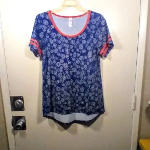 Lu la Roe Blue floral print short sleeve Top Size… - image 10