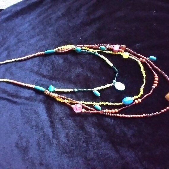 Beautiful Colorful Multi Layer Beaded Necklace 17… - image 2
