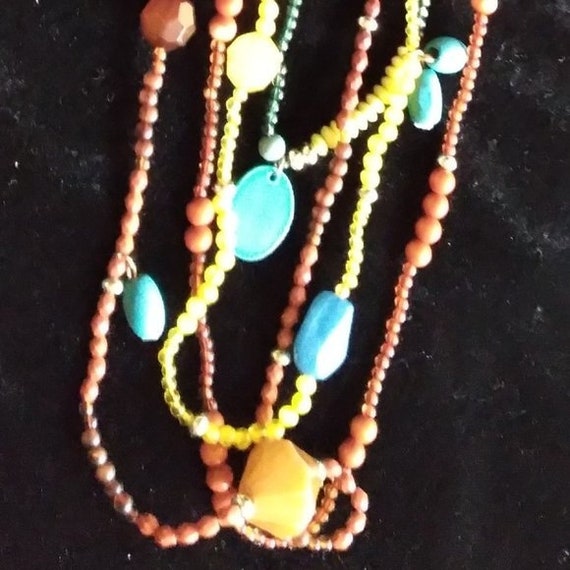 Beautiful Colorful Multi Layer Beaded Necklace 17… - image 9
