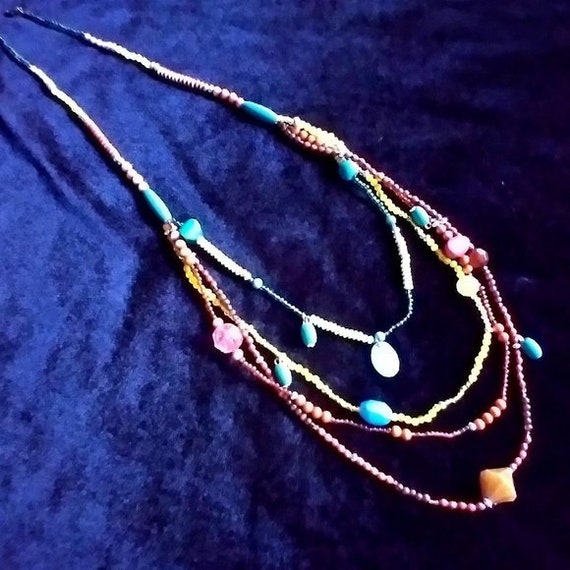 Beautiful Colorful Multi Layer Beaded Necklace 17… - image 1