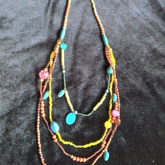 Beautiful Colorful Multi Layer Beaded Necklace 17… - image 4