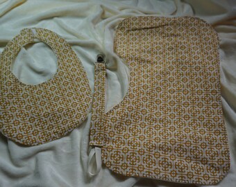 Baby Bib, Burp Cloth, and Pacifier Clip Set