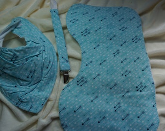 Bandana Baby Bib, Burp Cloth, and Pacifier Clip Set