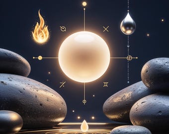 May include: A digital illustration for astrology with the text "2026 ASTROLOGY MEGA BUNDLE" and "Full guide • Earth • Fire • Air • Water Signs". The image has a dark blue background with glowing orbs, water droplets, and stones, with astrological symbols.
