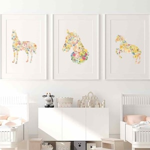 Set of 3, Nursery Horse Prints, Ranch Wall Art, Nursery Farm Decor