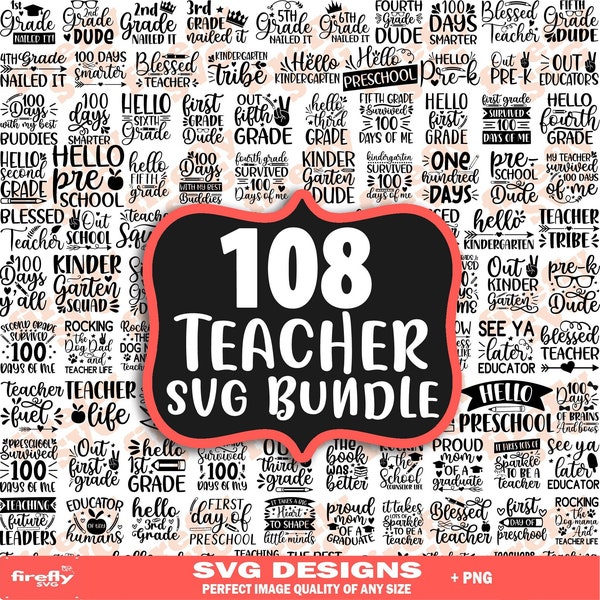 Teacher SVG Bundle, school svg, teacher svg, first day of school, svg bundle, kindergarten svg, back to school svg, cut file for cricut, svg