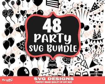 Party SVG Bundle, birthday svg bundle, happy birthday svg, svg bundle, birthday svg, cake svg,  birthday clipart, svg cut files, cricut,