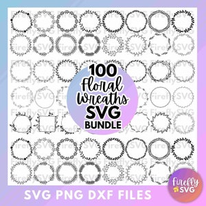 Pacote SVG de guirlanda floral arquivos svg de guirlanda floral para cricut quadros svg de guirlanda circular pacote svg de guirlanda floral svg de círculo guirlanda de flores svg guirlandas