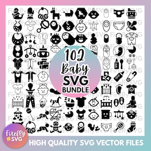Bundle SVG pour bébé, lot de svg pour nouveau-né, svg de petite fille, bébé garçon, svg baby shower, grenouillère svg, svg de dessins de bébé, fichiers svg de bébé