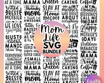 Pacote com 30 arquivos SVG sobre a vida de mãe: frases de mãe, SVG para o Dia das Mães, SVG para mães, mãe engraçada, mãe sarcástica, mãe atrevida, pacote de SVG para família, arquivo SVG para Cricut
