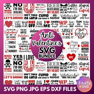 50 pacchetti SVG anti San Valentino San Valentino SVG Buon San Valentino Amore svg Sfacciato svg Sarcastico San Valentino svg Cupido svg Divertente San Valentino svg