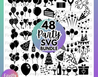 Party SVG Bundle, birthday svg bundle, happy birthday svg, svg bundle, birthday svg, cake svg,  birthday clipart, svg cut files, cricut,