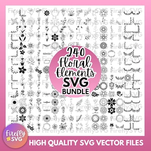 Floral SVG, svg fleurs, clipart fleur, fleurs sauvages svg, fichiers svg pour cricut, svg fleur, fleur cricut lot de fleurs svg lot de svg floral