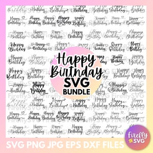 50 Happy birthday SVG Bundle Geburtstag handbeschriftet svg party svg Kuchen svg Geburtstag Partytopper svg png Geburtstag Clipart Schneidedatei Cricut