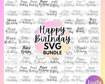 50 Happy birthday SVG Bundle birthday hand lettered svg party svg cake svg birthday party topper svg png birthday clipart cut file cricut