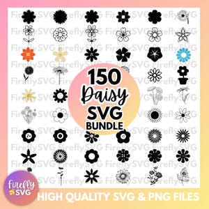 Pacchetto SVG di margherite, fiore di margherite in formato SVG, margherite in formato SVG, clipart di margherite, file SVG per Cricut, decorazione per matrimoni, primavera in formato SVG, margherite in formato PNG, fiore in formato SVG