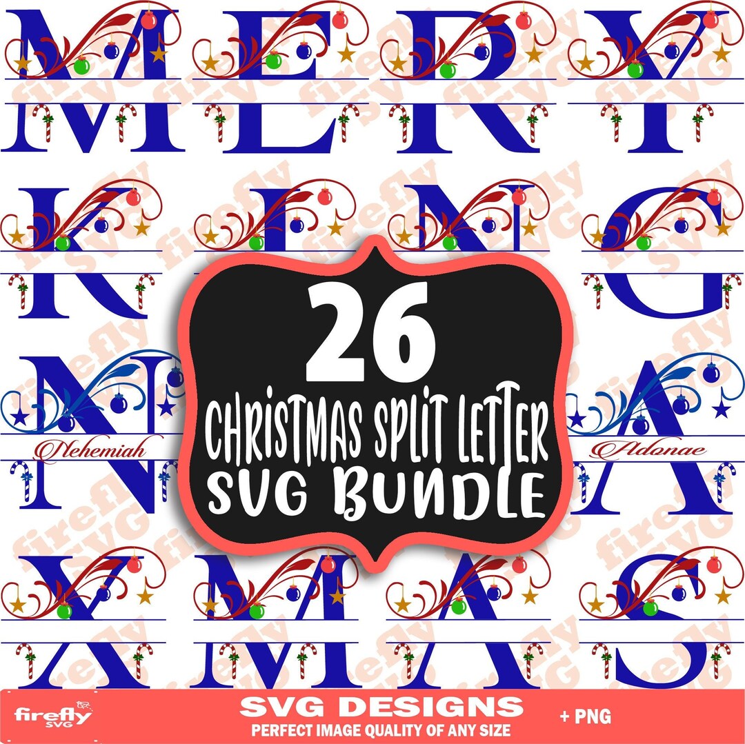 Christmas Monogram SVG Bundle, Christmas Split Letter SVG, Christmas ...