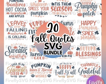 May include: A digital download of 20 fall-themed SVG files with quotes like "Pumpkin Spice Season" and "Tis the Season to be Fall-sy". The files are perfect for creating crafts, t-shirts, and other fall-themed projects.