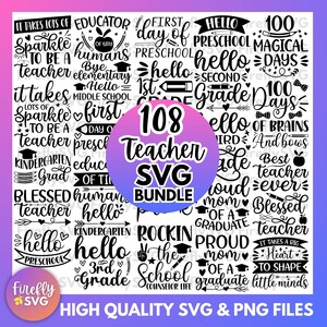Paquete SVG para maestros, SVG para la escuela, SVG para maestros, primer día de clases, paquete SVG, SVG para jardín de infantes, SVG para regreso a clases, archivo de corte para Cricut, SVG