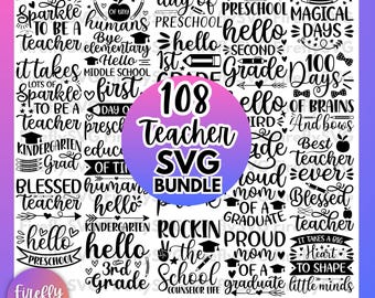 Teacher SVG Bundle, school svg, teacher svg, first day of school, svg bundle, kindergarten svg, back to school svg, cut file for cricut, svg