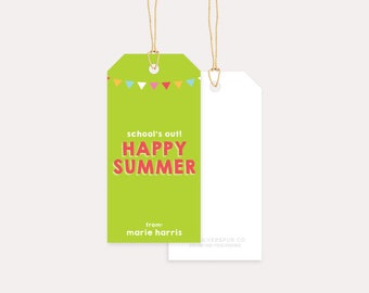 Personalized School's Out Gift Tags: Summer Birthday Set